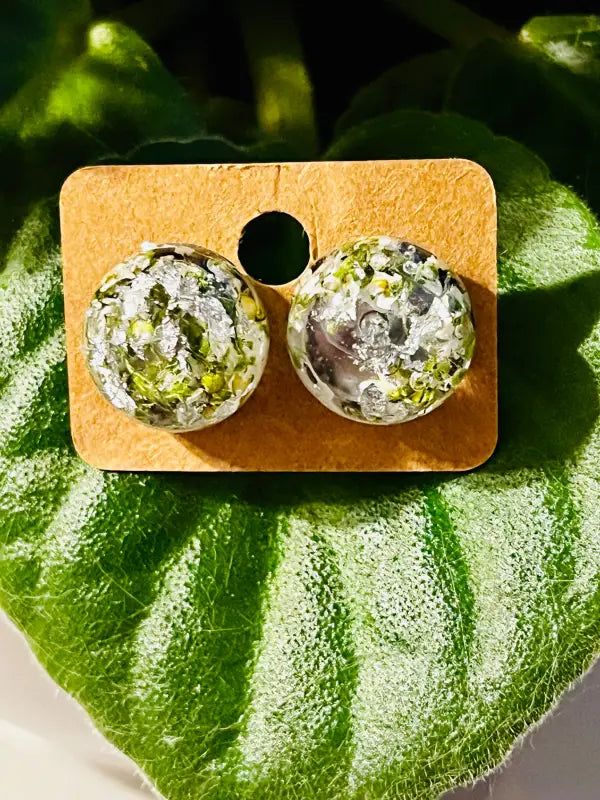 Alyssum Flower Resin Earrings - Rounds With Foiling Jewelry