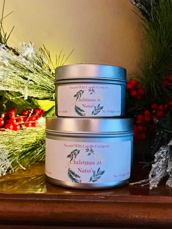 Christmas at Nanas - Large Tin. Net Weight: 8 oz. Candle