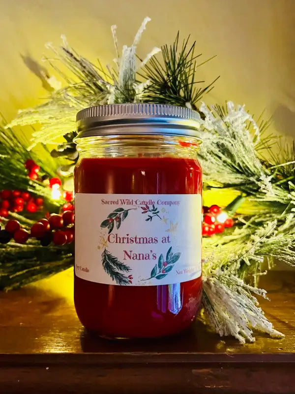 Christmas at Nanas - Medium Jar. Net Weight: 11 oz. Candle