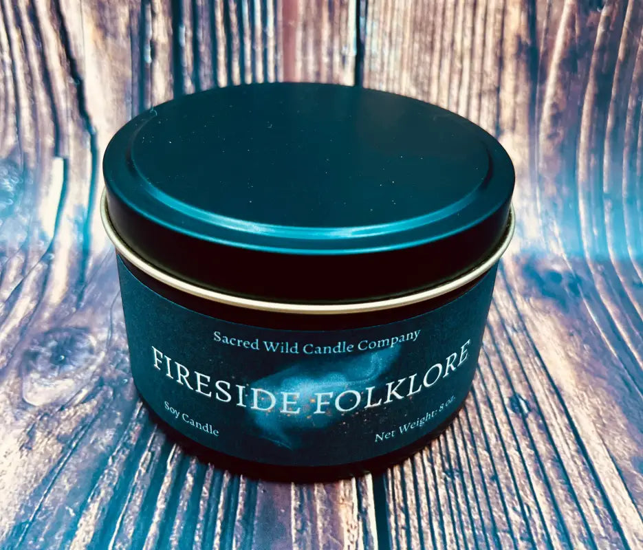 Fireside Folklore - Large Tin. Net Weight: 8 oz. Candle