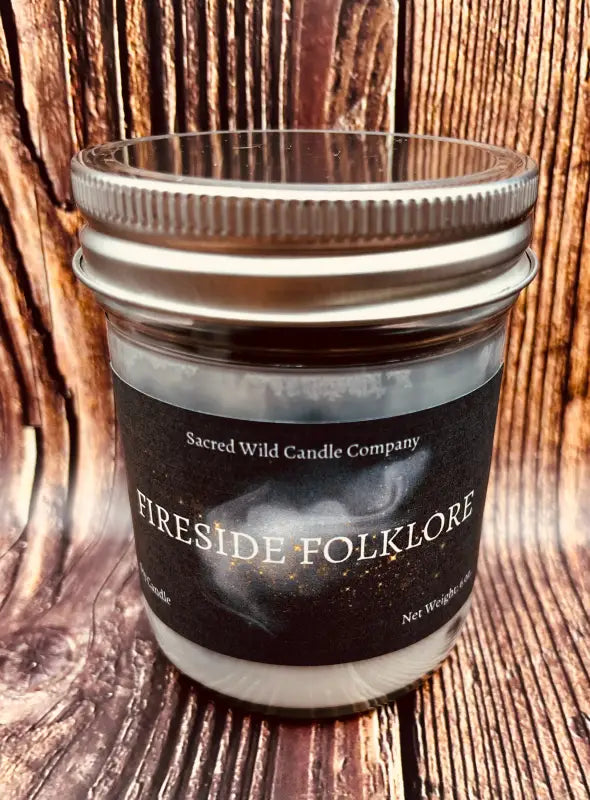 Fireside Folklore - Small Jar with Lid. Net Weight: 6 oz. Candle