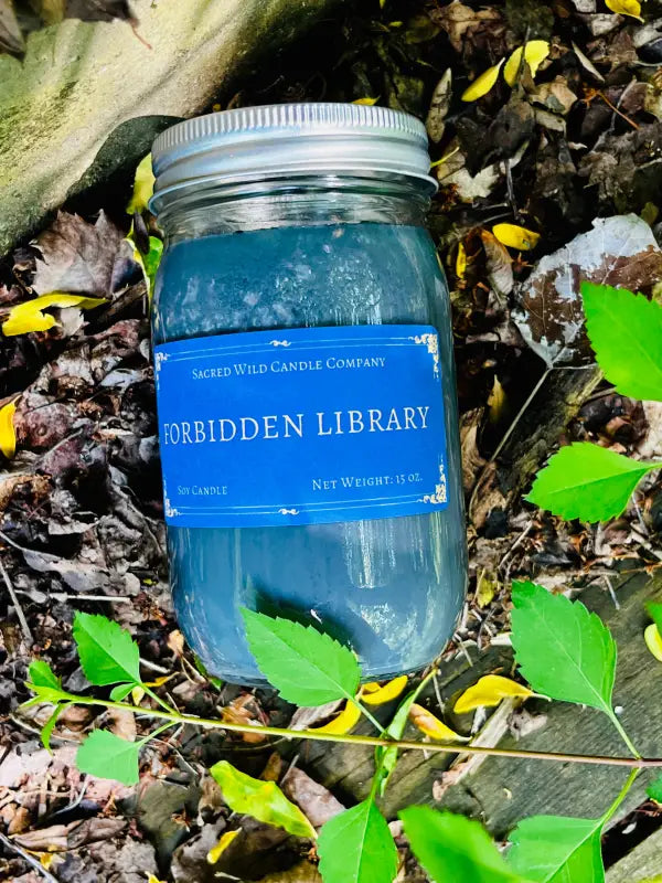 Forbidden Library - Large Jar with lid. Net Weight: 15 oz. Candles