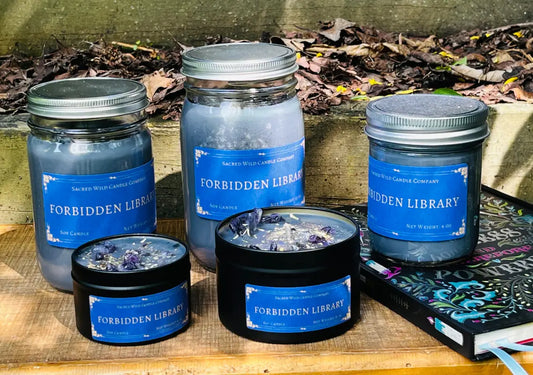 Forbidden Library - Large Tin. Net Weight: 8 oz. Candles