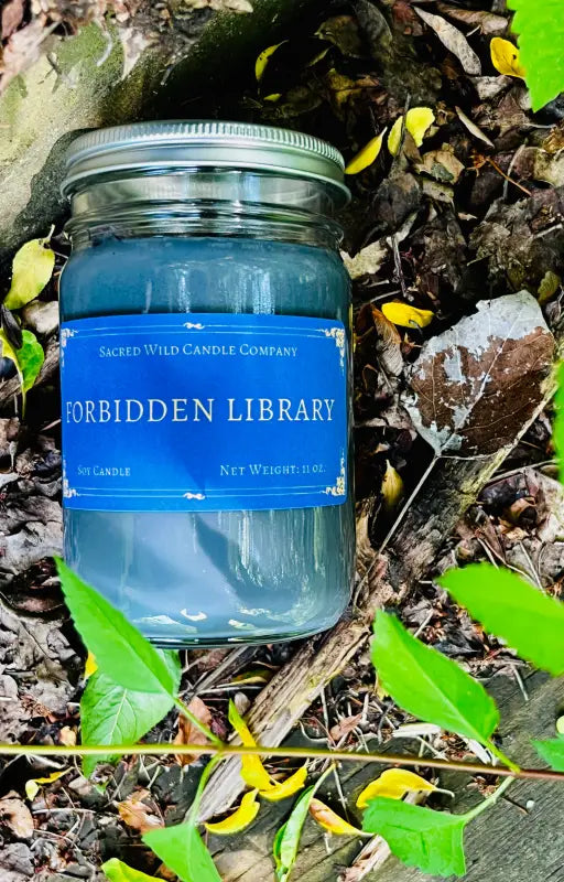 Forbidden Library - Medium Jar with lid. Net Weight: 11 oz. Candles