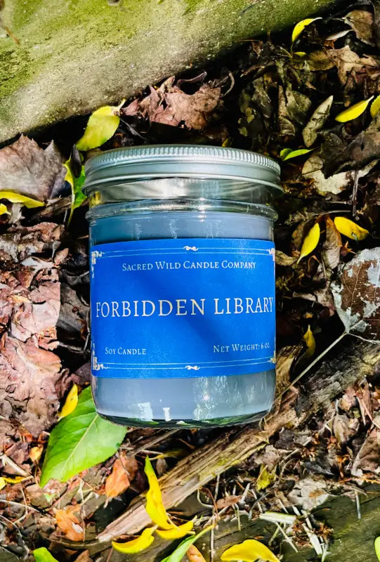 Forbidden Library - Small Jar with lid. Net Weight: 6 oz. Candles