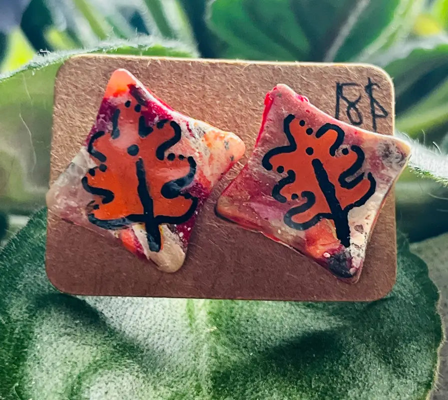 Ghost Studs. Oakleaf Handmade Jewelry. Handpainted. - Jewelry