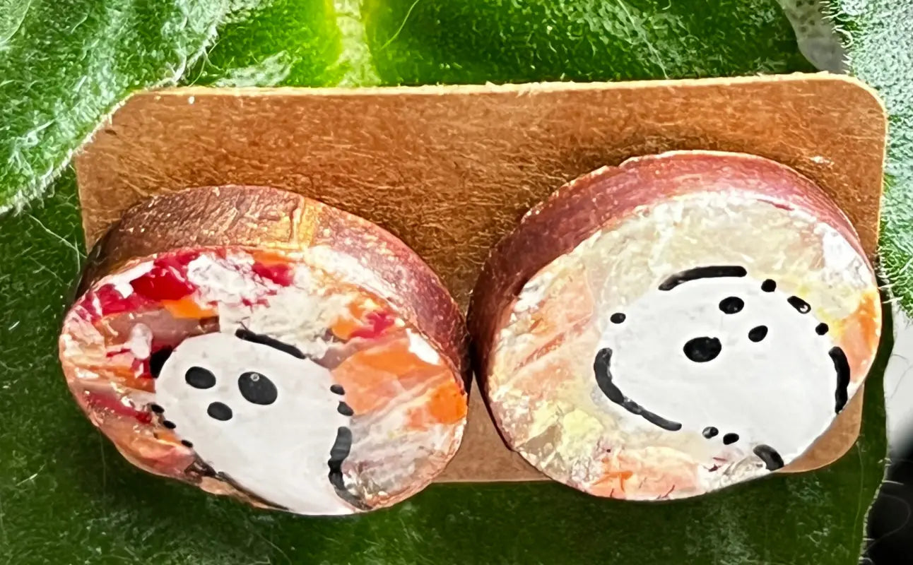 Ghost Studs. Oakleaf Handmade Jewelry. Handpainted. - Jewelry