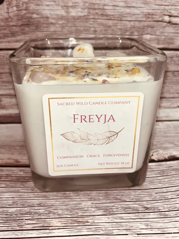 Goddess Freyja - Large Square Jar. Net Weight: 18 oz. Candle