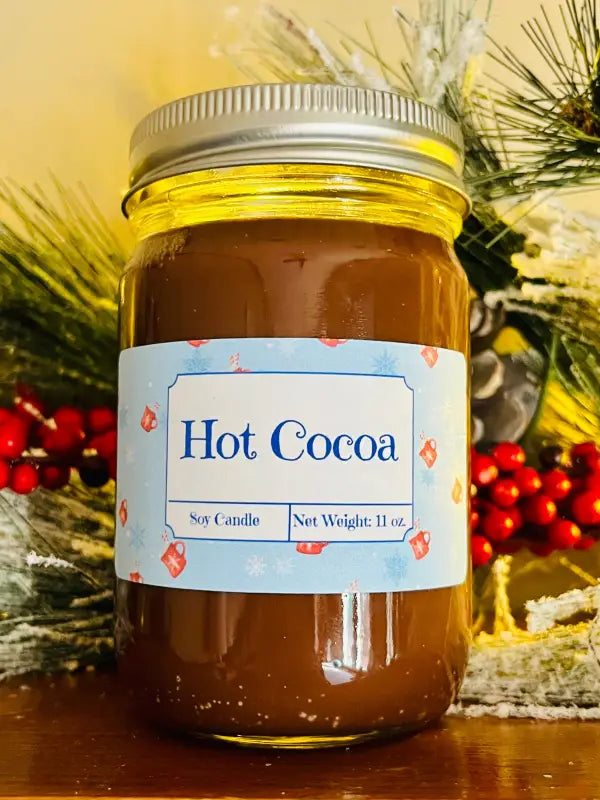 Hot Cocoa - Medium Jar. Net Weight: 11 oz. Candles