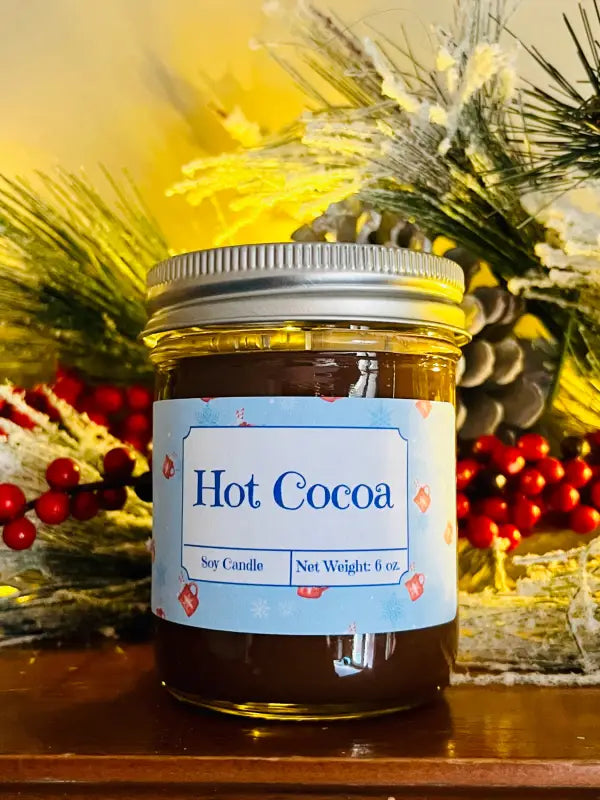 Hot Cocoa - Small Jar. Net Weight: 6 oz. Candles