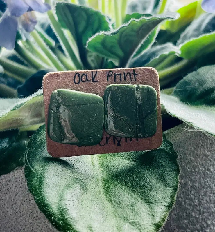 Leaf Print Studs. Handmade with Polymer Clay. - Jewelry