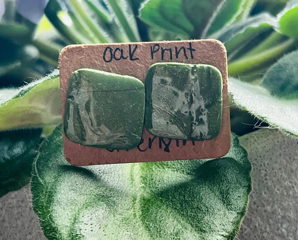 Leaf Print Studs. Handmade with Polymer Clay. - Jewelry