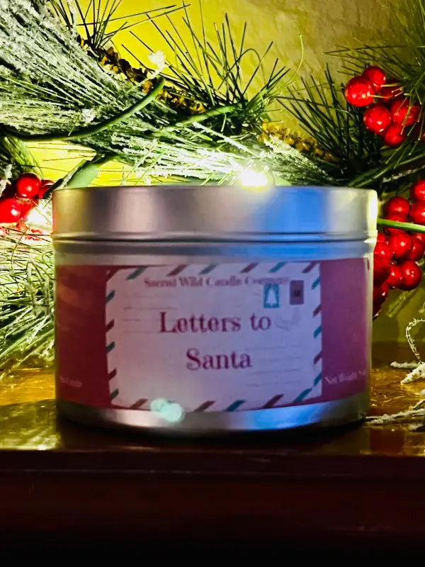 Letters to Santa - Large Tin. Net Weight: 8 oz. Candle