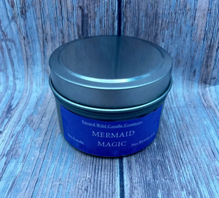 Mermaid Magic - Large Tin. Net Weight: 8 oz. Candles