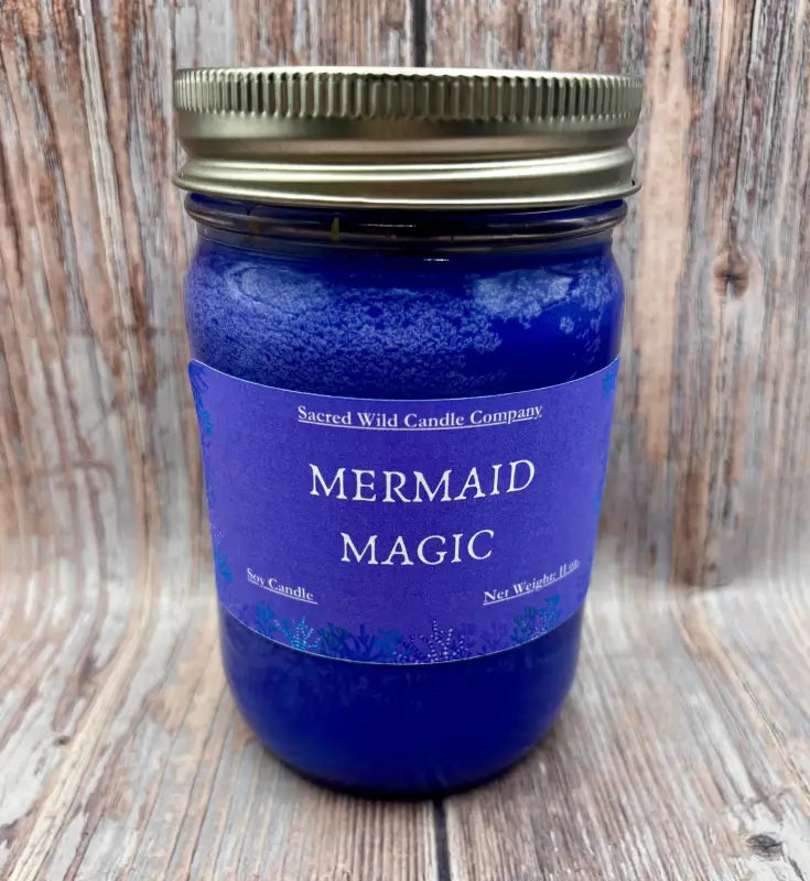 Mermaid Magic - Medium Jar with Lid. Net Weight: 11 oz. Candles