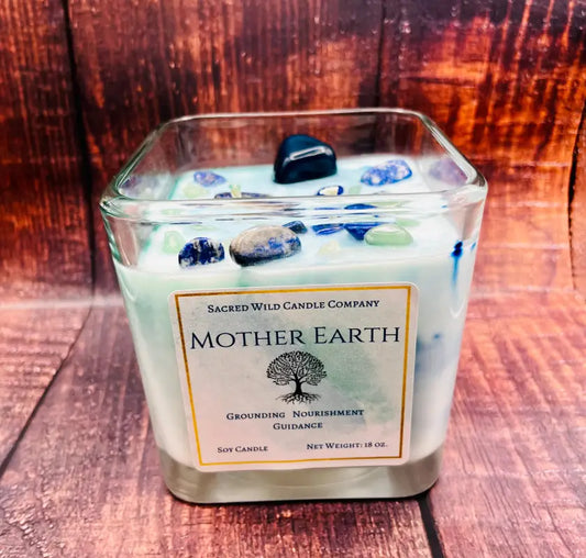 Mother Earth - Large Square Jar. Net Weight: 18 oz Candles