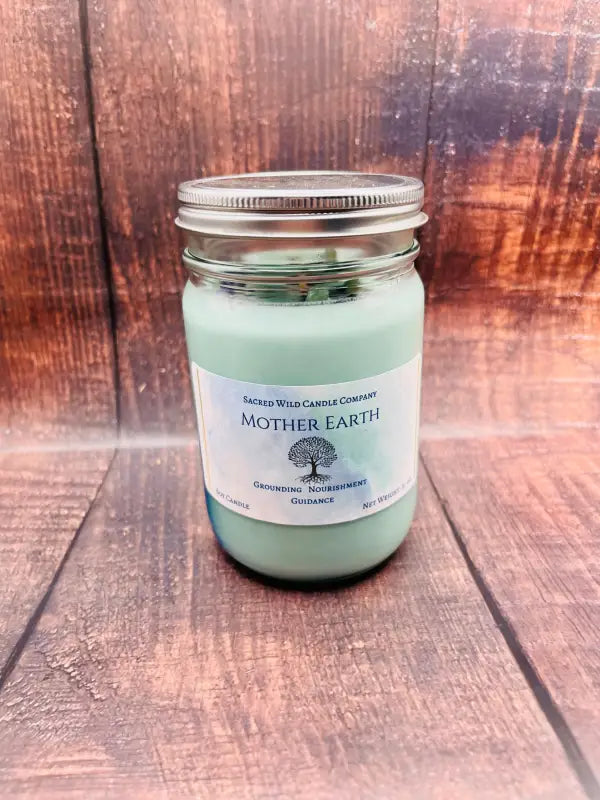 Mother Earth - Medium Round Jar with Lid. Net Weight: 11 oz Candles