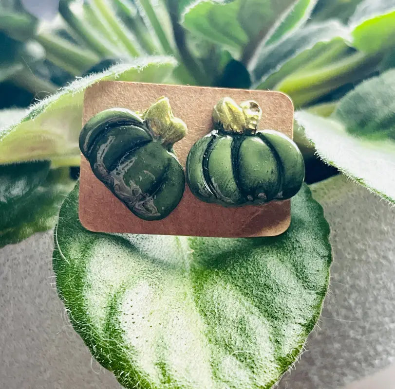 Pumpkin Studs. Handmade polymer clay earrings. - Jewelry