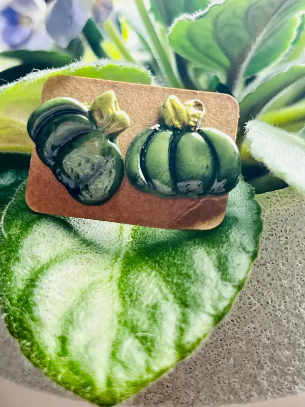 Pumpkin Studs. Handmade polymer clay earrings. - Jewelry