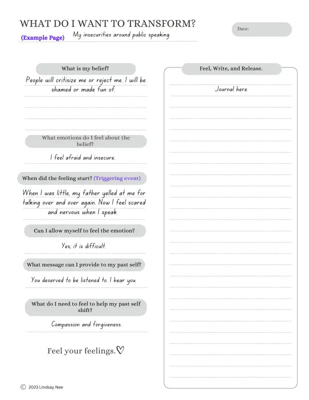 Transmutation Journal Prompt Sheet.