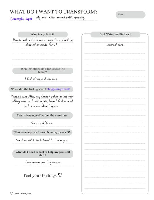 Transmutation Journal Prompt Sheet.