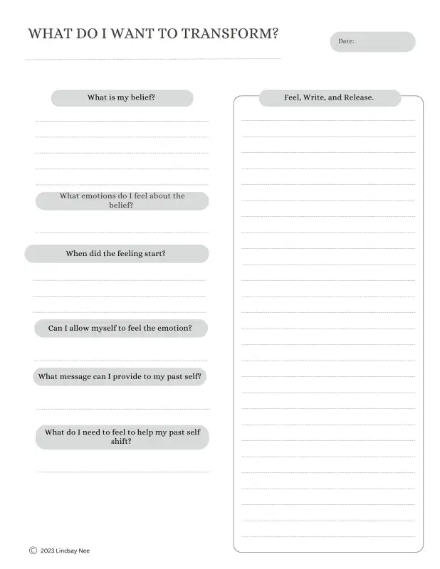 Transmutation Journal Prompt Sheet.